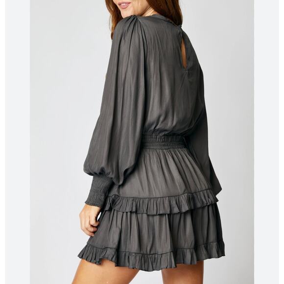 DO+BE size medium gray tiered ruffled mini dress - Picture 1 of 5